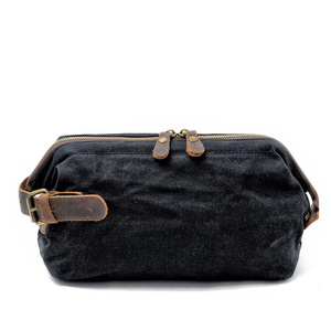 Personalized Men Shaving Classic Dopp Kit with Leather Handle Waxed Canvas <strong>Travel</strong> Cosmetic <strong>Wash</strong> Toiletry <strong>Bag</strong> - Product Image 5