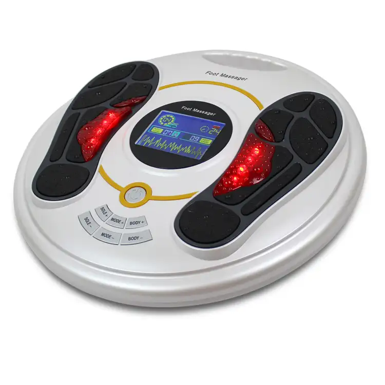 Máquina de masaje de pies para la circulación sanguínea, estimulador de acupuntura corporal para pies y pantorrilla, con 4 almohadillas de Gel de electrodos ABS duraderas