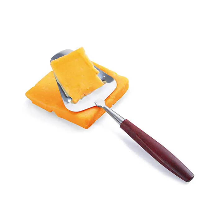 Herramienta de cocina al por mayor, cuchillo para queso de acero inoxidable, mango de madera, rallador de mantequilla para queso