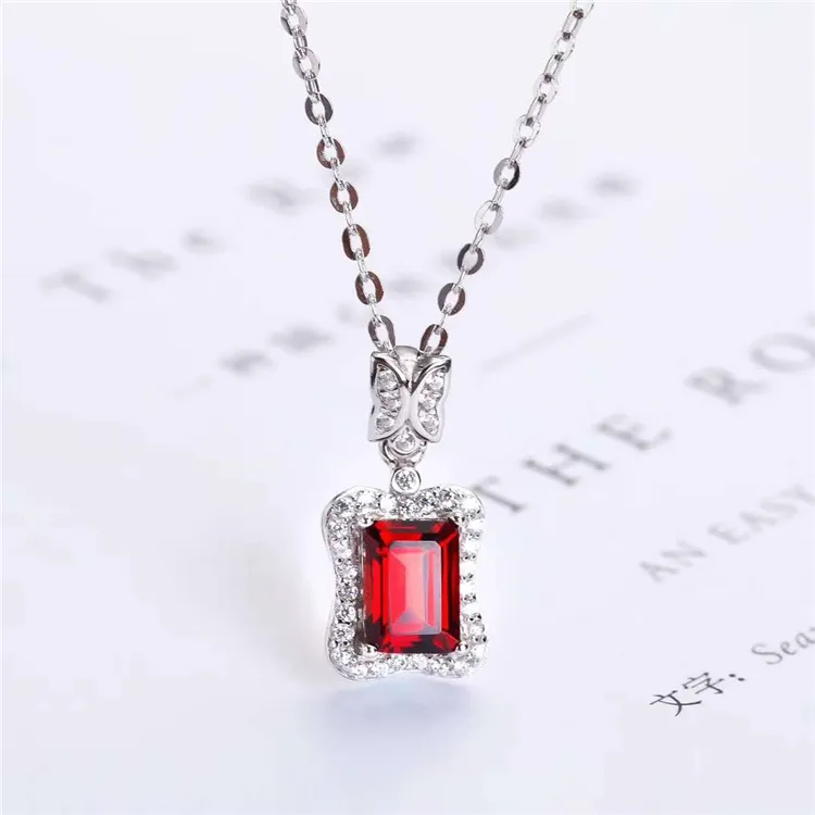 Wholesale 925 silver Natural garnet Stone Pendant necklace Precious Pendant For Jewelry Making 2019 Mens women Jewelry