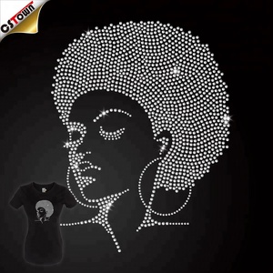 Design personnalisé en strass pour filles afro, transfert thermique pour t-shirts - Product Image 1