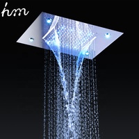 Robinetterie thermostatique de douche, salle de bains, grand plafond LED Double chute d'eau, changement de couleur automatique