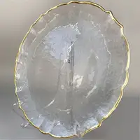 Clear Gold Silver Glass Charger Plate, New Design, 2019