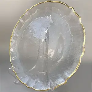 2019 yeni tasarım temizle altın gümüş cam tabak