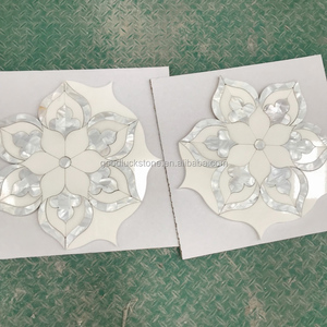 Mosaico di marmo bianco fiore a getto d'acqua per la sala della parete - Product Image 1