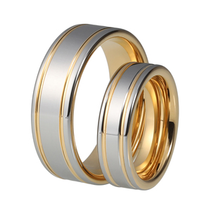Anello nuziale con finitura opaca spazzolata da 8mm classico e alla moda carburo di tungsteno con taglio ovale in oro diamantato e placcato in oro rosa - Product Image 2