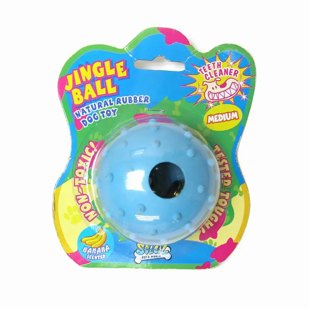 Dog Rolling Ball With Sound Safety Jingle Bell Spiky Rubber Dog Chew Ball