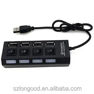 Hot Sell High Speed Usb2.0 4 Port Usb Hub With Power Switch And Led Light