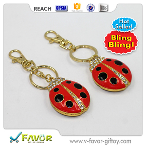 Bijoux Décoré Mode 3D Bling Bling Coccinelle Porte-clés En Métal - Product Image 3