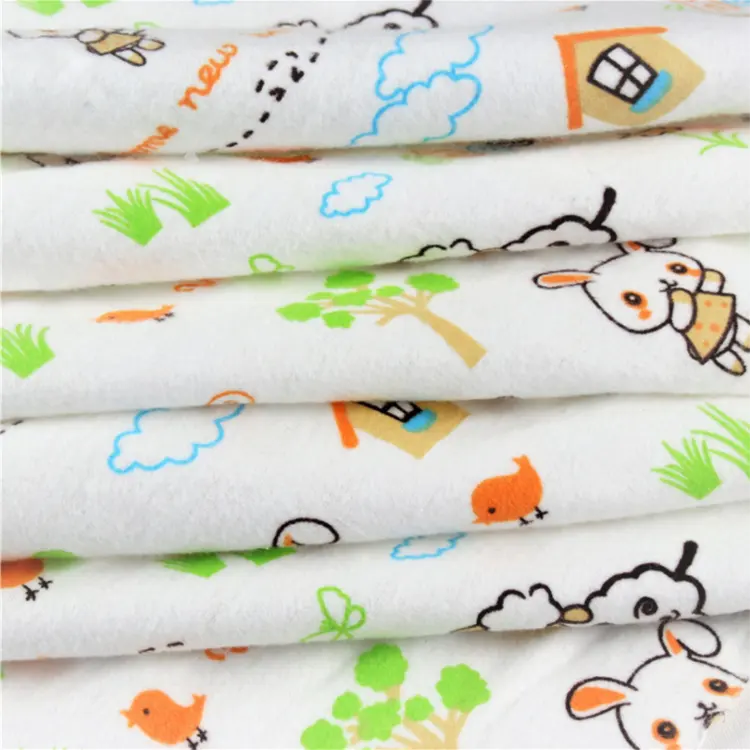 100% Cotton Custom Kain Flanel Printing untuk Pakaian Bayi Popok Pakaian Hangat Lembut Nyaman untuk Anak-anak Cina Pemasok Pabrik