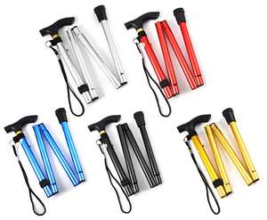 Т-образная трость, телескопическая дубинка, походные трекинговые палки, алюминиевый сплав, металлические складные тростниковые трости, Нескользящие резиновые трости - Product Image 4