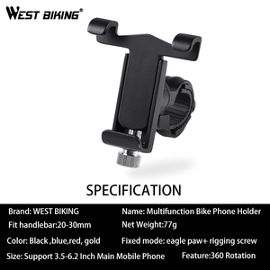 WEST BIKING Support de téléphone portable <span class=keywords><strong>pour</strong></span> vélo Antidérapant <span class=keywords><strong>pour</strong></span> iPhone Support de moto GPS Support universel <span class=keywords><strong>pour</strong></span> téléphone portable de vélo - Product Image 4