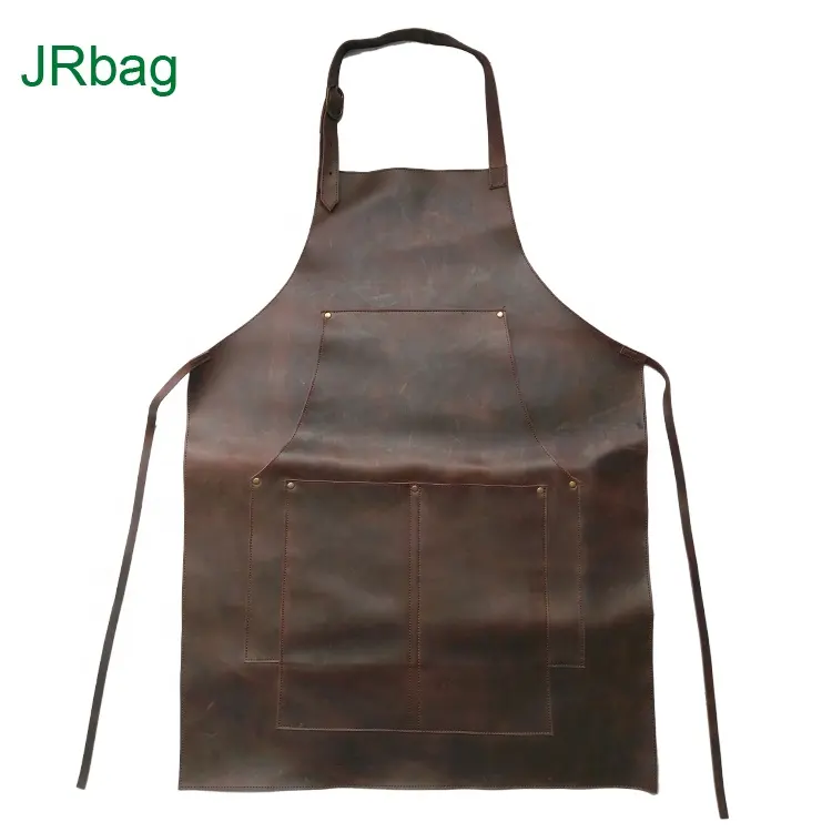 China Factory OEM ODM Waterproof Durable Work Bar BBQ Welding Heavy Genuine Leather Aprons For Butcher Apron