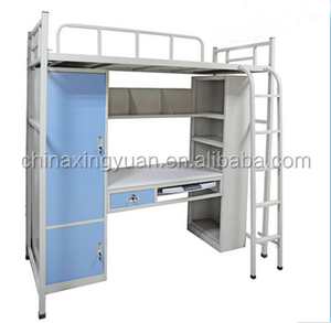 Wholesale School Furniture Dormitory Metal <strong>Bed</strong> Loft <strong>Bed</strong> <strong>With</strong> <strong>Desk</strong> <strong>and</strong> Wardrobe Loft <strong>Bed</strong> - Product Image 3
