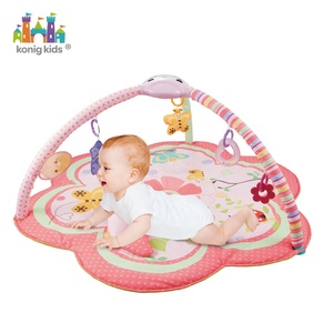 Konpig, brinquedo dobrável para crianças, ginásio, com projeção leve, música rosa, flor, bebê, esteira de jogo