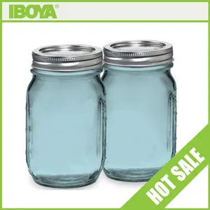 Personal personalizzato blu Vetro Mason Jar 16 oz 500 ml