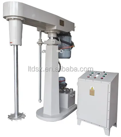 China good quality single shaft hydraulic lifting paint color mixing machine with tank arm clamp