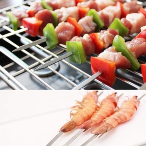 Herramientas de acero inoxidable para parrilla de barbacoa, pinchos de <span class=keywords><strong>Kebab</strong></span>, mango de madera - Product Image 5