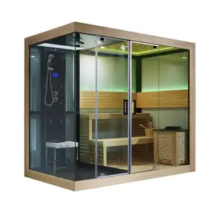 Sauna e sauna de vapor combinados, sauna e banheiro