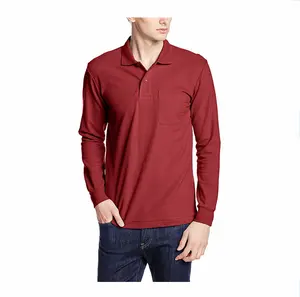 온라인 쇼핑 중국 의류 긴 소매 남자 폴로 셔츠 사용자 정의 로고 샘플 디자인 폴로 셔츠 레드 블랙 개인 라벨