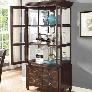 American Style Solid Wood Wine <strong>Cabinet</strong> Two Door Wine <strong>Cabinet</strong> <strong>Corner</strong> Glass <strong>Display</strong> <strong>Cabinet</strong> - Product Image 2