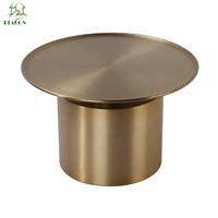 Table basse ronde en acier inoxydable doré scandinave minimaliste éthiopienne moderne de luxe pour salon