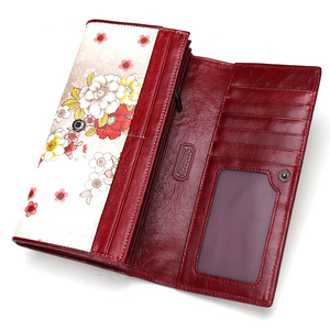 Portafoglio lungo da donna stampato su misura con copertura RFID con chiusura integrata custodia per <span class=keywords><strong>cellulare</strong></span> in vera pelle - Product Image 4