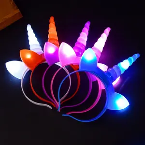 Bandeau lumineux LED pour enfants, accessoires de fête avec licorne en arc-en-ciel, fournitures de fête anniversaire