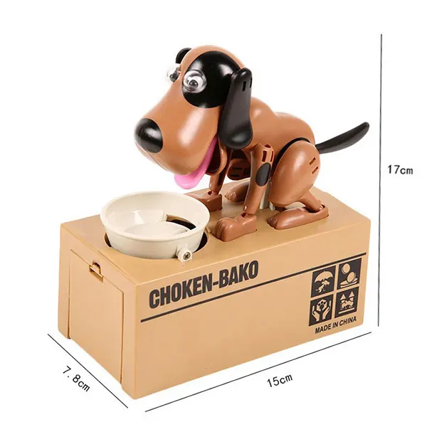 Xiaoboxing China wholesale factory plastic piggy toy hungry eat coin choken-bako dog electricity saving box coin bank