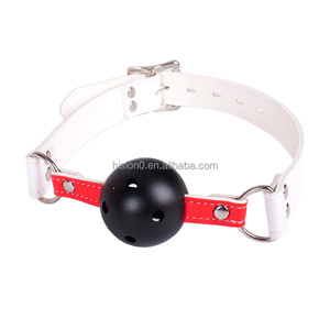 SM Bondage Kiềm Chế Lưới Nhựa Bóng Gag Đỏ Chung Da Trắng Vành Đai Miệng Gag - Product Image 3