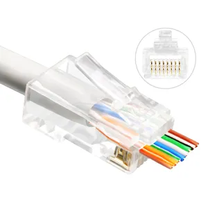 CNCOB-el mejor Selle rj45 conector de paso a través de alta pureza, Material de PC japonés Cat6 8P8C UTP RJ11 RJ45