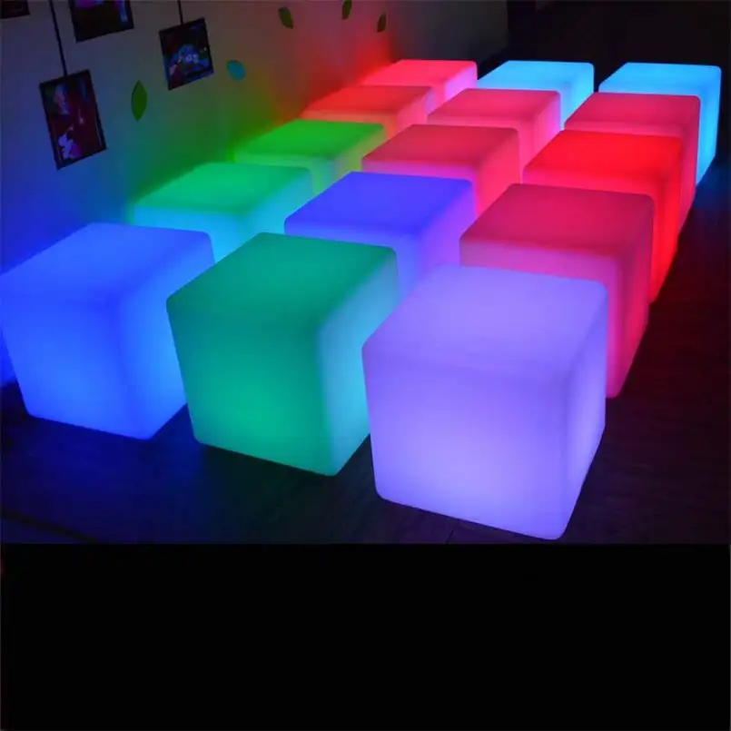 Magic 16 color change square led cube chair for solon garden outdoor
