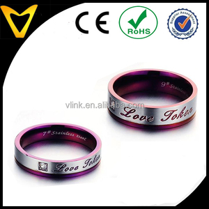 Vlink gioielli viola fashion anello <span class=keywords><strong>di</strong></span> nozze, custom in acciaio inox coppia <span class=keywords><strong>promessa</strong></span> fidanzamento anello all'ingrosso <span class=keywords><strong>di</strong></span> nozze <span class=keywords><strong>bomboniere</strong></span> set - Product Image 3