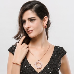 LUOTEEMI — Bracelet plaqué or Rose pour femmes, bijou de mariée classique, 3 rangs, pavé de zircons cubiques, à la mode, nouvelle collection - Product Image 2