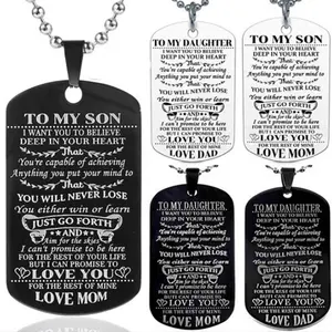 mijn zoon dog tag ketting Suppliers-Om Mijn Zoon/Dochter Rvs Hanger Dog Tag Familie Ketting