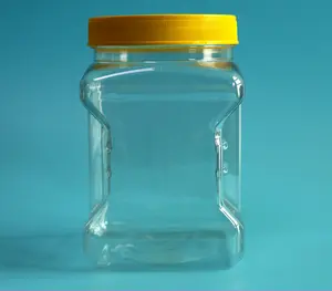 1l Huisdier Hand Grab Vierkante Fles Plastic Opslag Jar Plastic Voedsel Container Clear Pet Plastic Vierkante Pinch Grip Jar