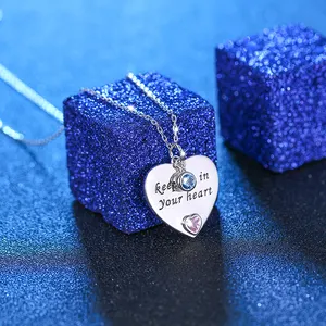 Daochong Custom Keep Me In Your Heart 925 Sterling Silver Engraved Heart Personalized Necklace
