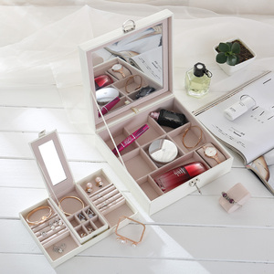 Multifonction de luxe Ornement <span class=keywords><strong>Bijoux</strong></span> Pliable Boîte De Rangement <span class=keywords><strong>avec</strong></span> Grand <span class=keywords><strong>Miroir</strong></span> Cosmétique - Product Image 6