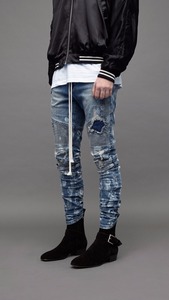 OEM proprio marchio di <span class=keywords><strong>Jeans</strong></span> danneggiati per gli uomini prezzo all'ingrosso nuovo modello nero Biker <span class=keywords><strong>Jeans</strong></span> pantaloni da moto 06 - Product Image 4