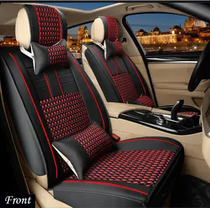 Chất Lượng Cao 5D Thời Trang PU Leather Full Set Car Seat Bìa Đối Với Car Seat Protector Với Màu Đen Với Red Ice Silk Car Seat Covers