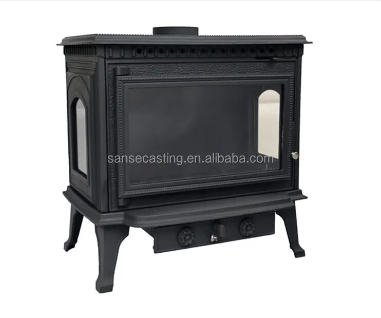 China factory direct hot selling cast iron wood burning heating stove with side glass BSC324-1