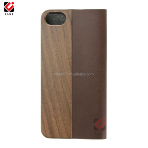 Madera de nogal pu cuero conectado Flip teléfono caso para el <span class=keywords><strong>iPhone</strong></span> 7 - Product Image 3
