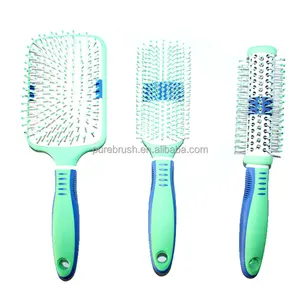 Aanpassen Logo Hoge Kwaliteit Groene Benadrukken Cepillos Para Cabello Professionele Gepersonaliseerde Paddle Borstel En Kam Set