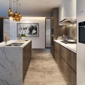 Sẵn Sàng Để Lắp Ráp Ngón Tay Kéo Hiện Đại Độ Bóng Cao 2 Pac Tủ Bếp Sơn Mài - Product Image 6