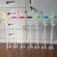 Gobelet à bulles de thé long en plastique de 500 ml avec couvercle et paille