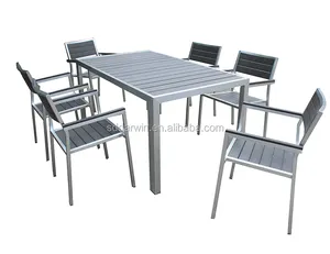 高品质最新铝黑色花园餐厅室外藤条天井餐桌椅套装