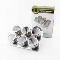 Stainless Steel Magnetic Cruet Condiments Spice Rack Pots Set for Spice
