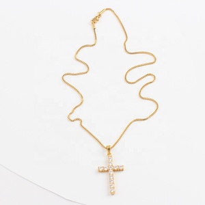 OUMI Thép Không Gỉ Cubic Zirconia Vàng Thiết Kế Đơn Giản Chữ Thập Pha Lê Rhinestone Mens Mặt Dây Chuyền Vòng Cổ - Product Image 3