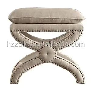 Classic Cheap Comfortable Camel Saddle Button Tufted Footstool