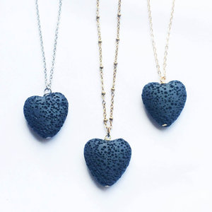 Collar de piedra de <span class=keywords><strong>Lava</strong></span> con corazón para mujer, difusor de aceite esencial, collar de roca volcánica para mujer, joyería para novia - Product Image 6